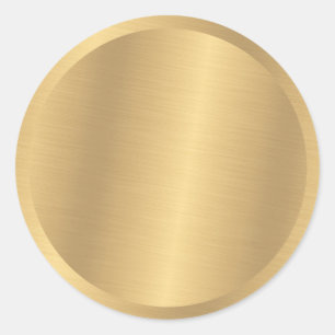 Pegatina Redonda Elegante Faux Gold Metallic Look Blank Template