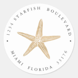 Pegatina Redonda Elegante FAUX GOLD Starfish dirección Return