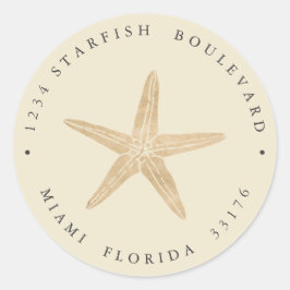 Pegatina Redonda Elegante FAUX GOLD Starfish dirección Return