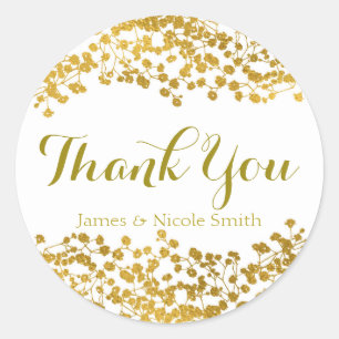 Pegatina Redonda Elegante favor blanco con el aliento del bebé tono