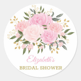 Pegatina Redonda Elegante Favor de Agradecimiento con Floral Verde 