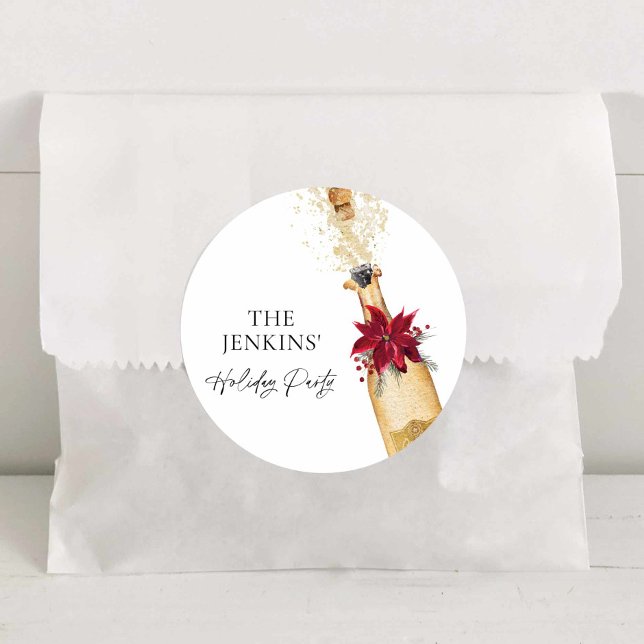 Pegatina Redonda Elegante Fiesta de cócteles de vacaciones (Winter Holiday Cocktail Party Favor Stickers)