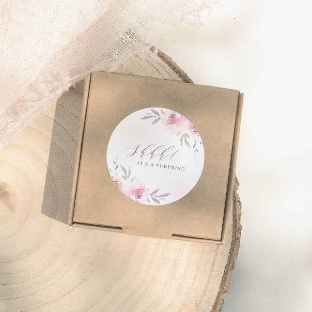 Pegatina Redonda Elegante fiesta de cumpleaños de sorpresa floral p (Subido por el creador)