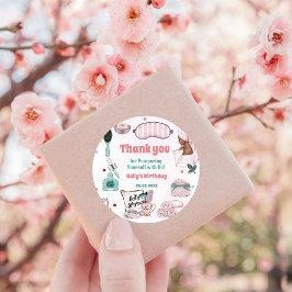 Pegatina Redonda Elegante fiesta de cumpleaños de Spa Pamper Gracia