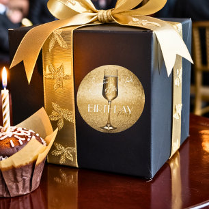 Pegatina Redonda Elegante Fiesta de sorpresa de cumpleaños para adu