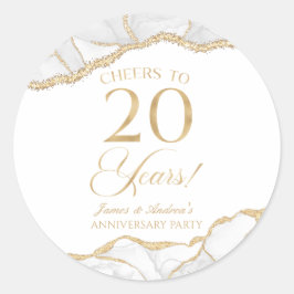 Pegatina Redonda Elegante Fiesta del 20° Aniversario de la Agate de