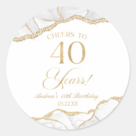 Pegatina Redonda Elegante Fiesta del 40 aniversario de la White Gol