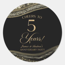 Pegatina Redonda Elegante Fiesta del 5º aniversario de la Black Gol