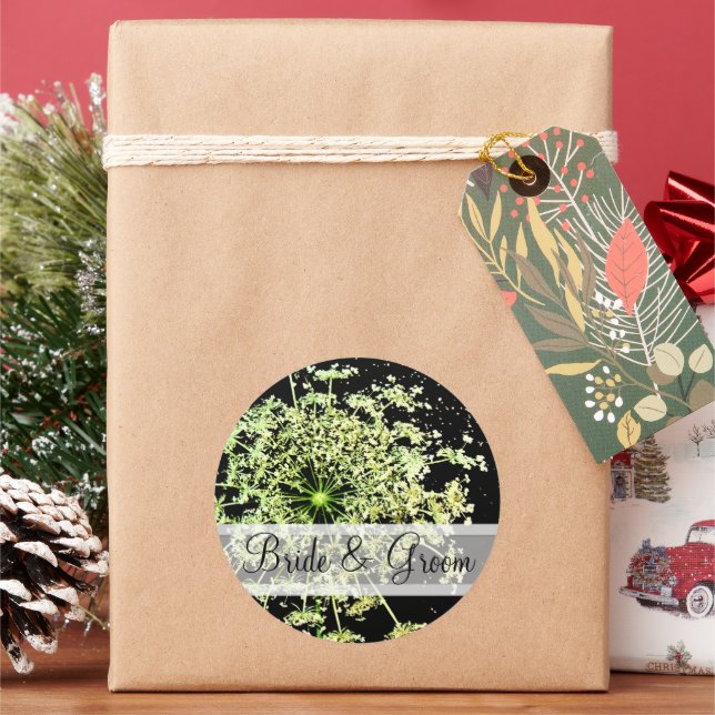 Pegatina Redonda Elegante Flor salvaje con pegatinas de casamiento  (Vacaciones)