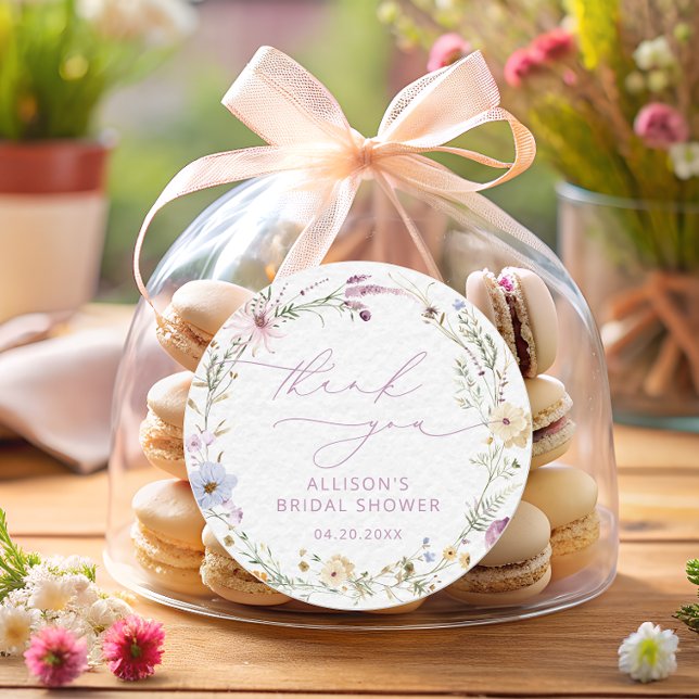 Pegatina Redonda Elegante Flor Silvestre Acuarela Floral Bridal Sho (Subido por el creador)