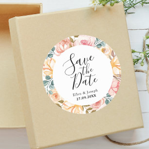 Pegatina Redonda Elegante Flor Silvestre Personalizada para guardar
