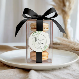 Pegatina Redonda Elegante Flora Acuarela Agradecimiento Nupcial