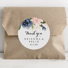 Pegatina Redonda Elegante Floral De Invierno Gracias Favor De Boda