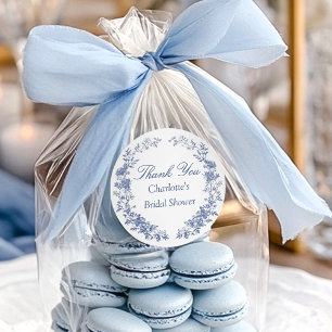 Pegatina Redonda Elegante Floral Gracias Bridal Shower