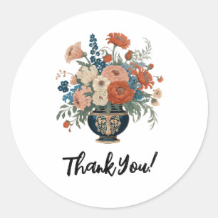 Pegatina Redonda Elegante Floral Gracias Personalizado