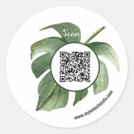 Pegatina Redonda Elegante Floral QR Code Business