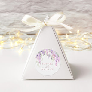 Pegatina Redonda Elegante Flores De Wisteria Púrpura