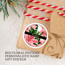 Elegante fondo rojo floral nombre personalizado