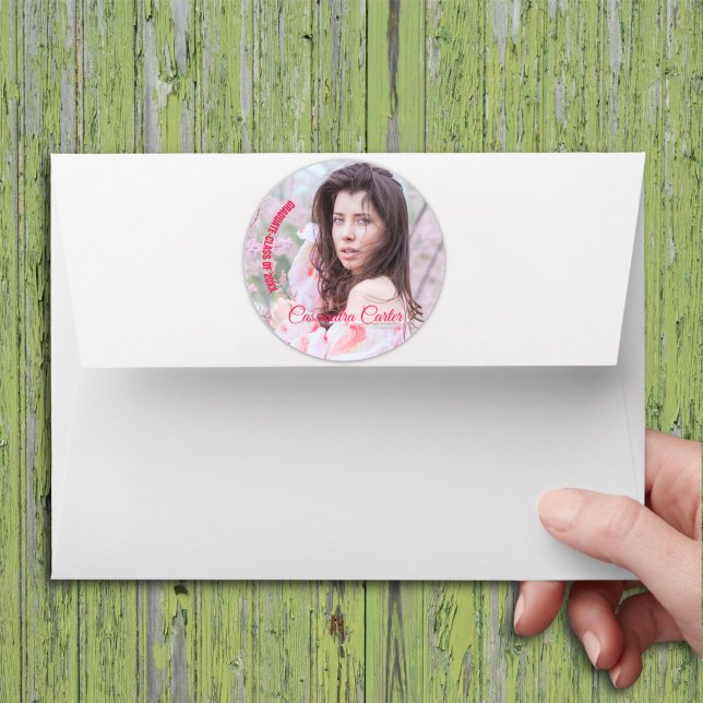 Pegatina Redonda Elegante foto de Personalizado graduado (Subido por el creador)