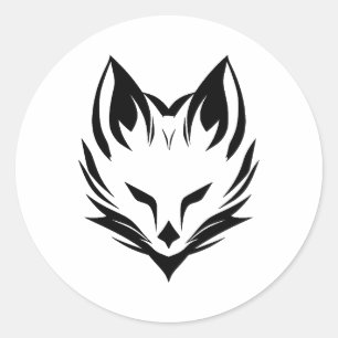 Pegatina Redonda Elegante Fox Silhouette en BW