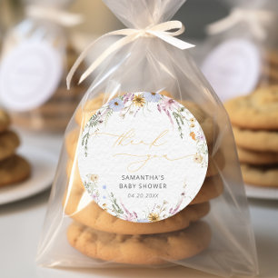 Pegatina Redonda Elegante Garden Floral Baby Shower Gracias