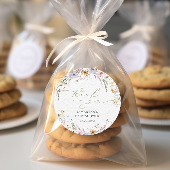 Pegatina Redonda Elegante Garden Floral Baby Shower Gracias (Subido por el creador)
