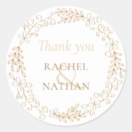 Pegatina Redonda Elegante Garland Floral Gracias