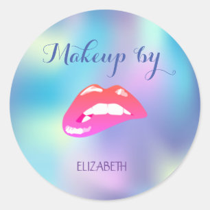 Pegatina Redonda Elegante Girly Moder Lips Holográfico