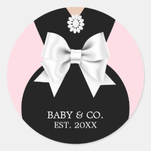 Pegatina Redonda Elegante Glam Rosa Baby & Co Tiffany Baby Shower