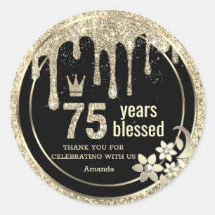 Pegatina Redonda Elegante Glamour Glamour Glamour Gracias