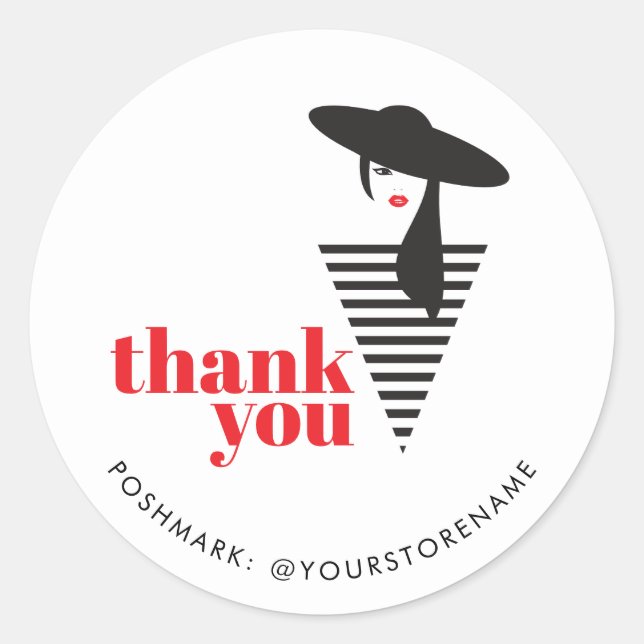 Pegatina Redonda Elegante Glamour Mod Elegante Marca Poshmark Graci (Anverso)