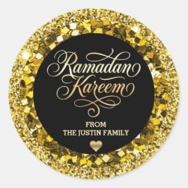 Pegatina Redonda Elegante Glitter de Oro NEGRO Ramadan