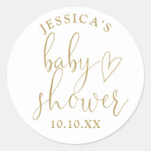 Elegante Gold Heart Script Baby Shower Favor