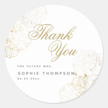 Elegante Gold Peonies Floral Sketch Bridal Shower