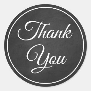Pegatina Redonda Elegante Goth Vintage Pizarra Negra Gracias 