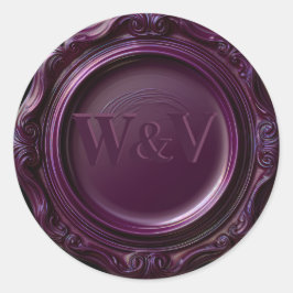 Pegatina Redonda Elegante Gótico Purple Wax Seal Wedkers
