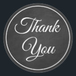 Pegatina Redonda Elegante Gótico Vintage Chalkboard Black Gracias<br><div class="desc">Dando las gracias a los amigos y a la familia nunca se les acabará el estilo con este angustiado boda de pizarra blanco y negro / fiesta gracias pegatina. Grunge black chalkboard gracias a que los pegatinas son perfectos para * sellos para sobres * fiestas y favores matrimoniales - gótico,...</div>