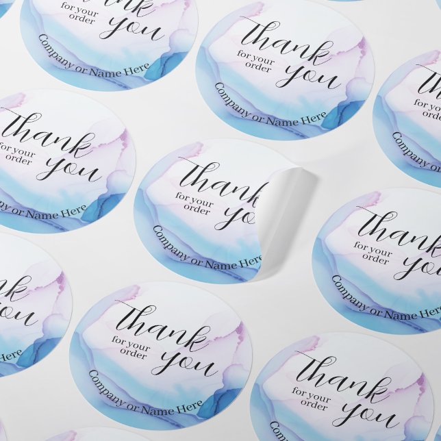 Pegatina Redonda Elegante Gracias A La Acuarela Profesional De Nego (Elegant Thank You Professional Business Watercolor Classic Round Sticker)