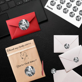 Pegatina Redonda Elegante "Gracias a mis afortunadas estrellas" Sil