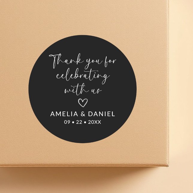 Pegatina Redonda Elegante Gracias Por Celebrar Con Nuestro Favor (Subido por el creador)