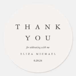 Pegatina Redonda Elegante Gracias Taupe Bridal Shower