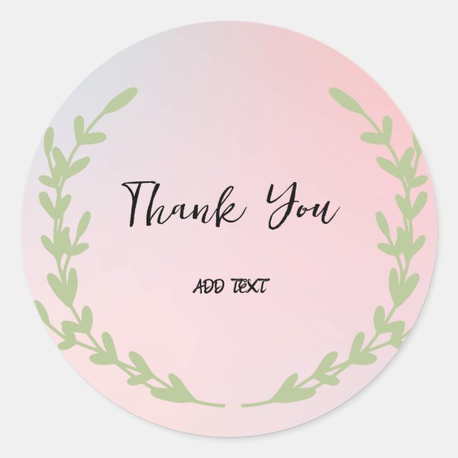 Pegatina Redonda Elegante gradiente acuarela floral Gracias nombre (Anverso)
