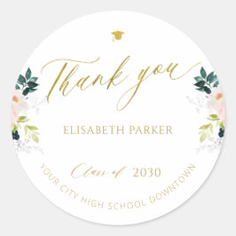 Pegatina Redonda Elegante graduación de guiones de oro de grado gra