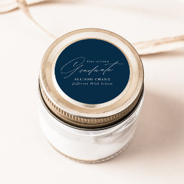 Pegatina Redonda Elegante graduación de la Marina de Guión Minimali