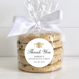 Pegatina Redonda Elegante graduación de oro blanco gracias