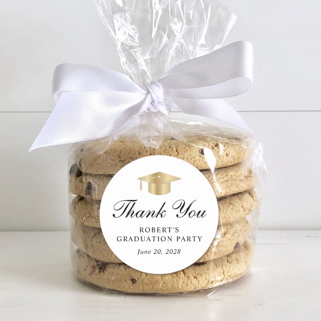 Pegatina Redonda Elegante graduación de oro blanco gracias (Subido por el creador)