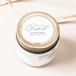 Pegatina Redonda Elegante Graduación Minimalista de Guión Negro