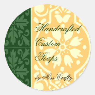 Pegatina Redonda Elegante Green Tan Personalizado Craft Labels