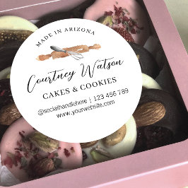 Pegatina Redonda Elegante guión acuarela Whisk Panadería