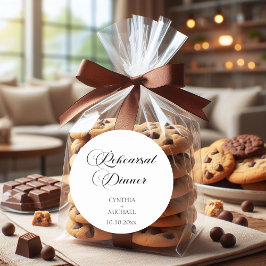 Pegatina Redonda Elegante guión Boda ensayar cena